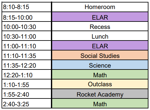 Kindergarten Schedule 23-24